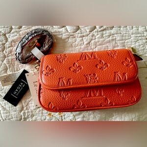NWT Le Meil Orange Embossed Vegan Leather Women Bag